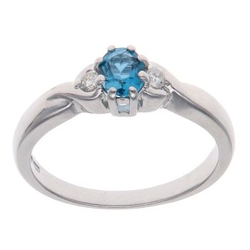 9ct White Gold 0.05ct Diamond and Blue Topaz Three Stone Ring