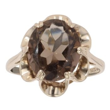 9ct Yellow Gold Smoky Quartz Solitaire Ring