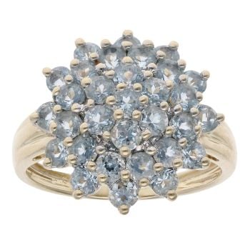 9ct Yellow Gold Blue Gemstone Cluster Ring