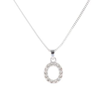 Silver Personalised Block Cubic Zirconia Initial Pendant and Chain