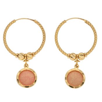 22ct Yellow Gold Rose Disc Dropper Earrings