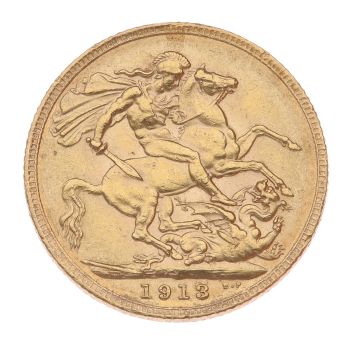 1913 George V Large Head UK Full Sovereign Coin
