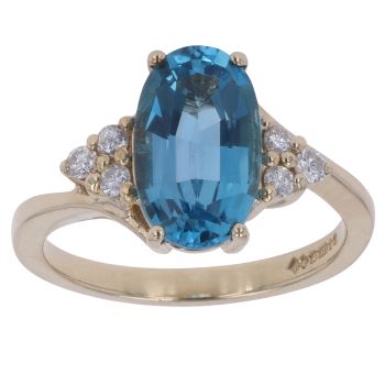 9ct Yellow Gold 0.20ct Diamond and Blue Topaz Ring