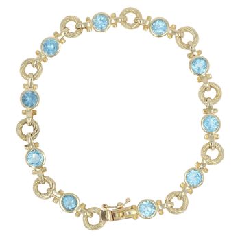 9ct Yellow Gold Blue Topaz Fancy Bracelet 7"