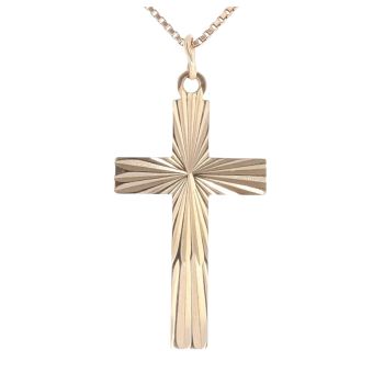 9ct Yellow Gold Cross Pendant and Chain 18"