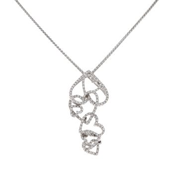 18ct White Gold 1.25ct Brilliant Cut Diamond Interlocking Hearts Pendant and Chain 24"