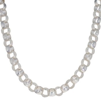 Silver Patterned And Plain Belcher Chain 26"