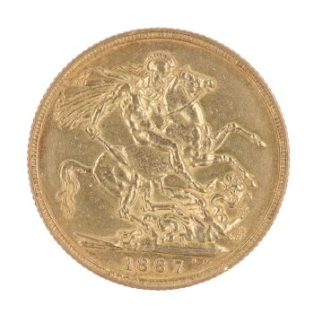1887 Victoria Jubilee Head UK Full Sovereign Coin