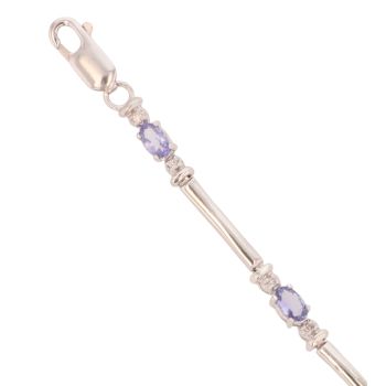 9ct White Gold 0.07ct Diamond And Tanzanite Bracelet 7.5"