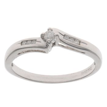 9ct White Gold 0.10ct Brilliant Cut Diamond Solitaire Ring