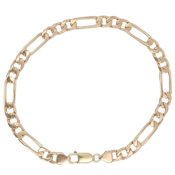 9ct Yellow Gold Figaro Bracelet 9"