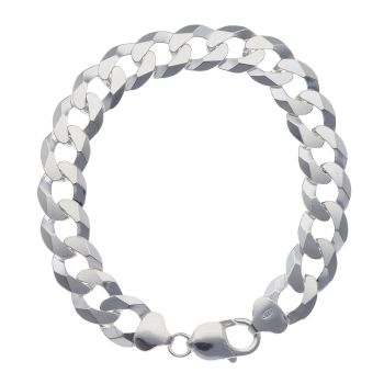 Silver Diamond Cut Curb Bracelet 8.5"