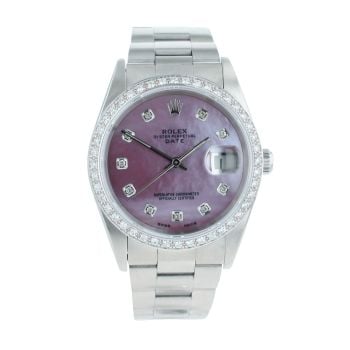 Rolex Custom Oyster Perpetual Date Pre Owned Watch Ref 15210