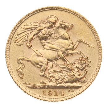 1914 George V Large Head UK Full Sovereign Coin