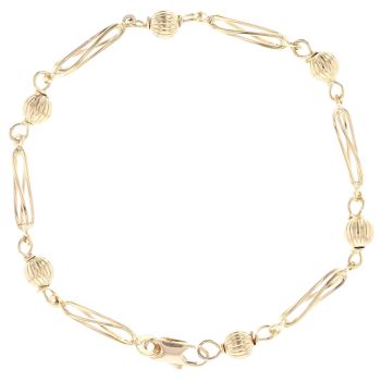 9ct Yellow Gold Ball Link Fancy Bracelet 7"