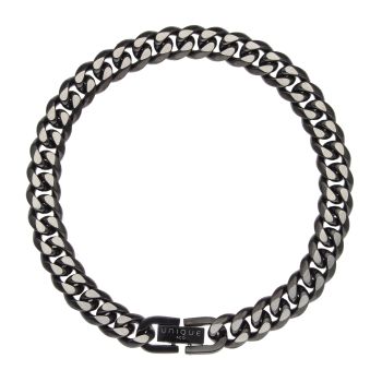 Unique & Co Stainless Steel Polished Black IP Plated Curb Bracelet 8.5"