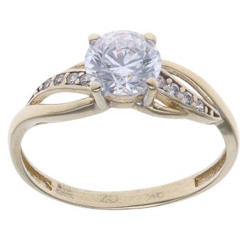 9ct Yellow and White Gold Cubic Zirconia Single Stone Ring