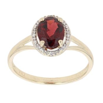 9ct Yellow Gold 0.01ct Diamond And Garnet Cluster Ring