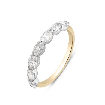 Silver 18ct Yellow Gold Plated 0.70ct Oval Cut Lab Grown Diamond Five Stone Ring