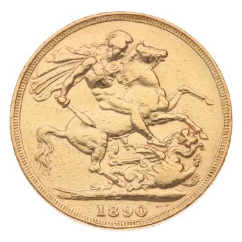 1890 Victoria Jubilee Head UK Full Sovereign Coin