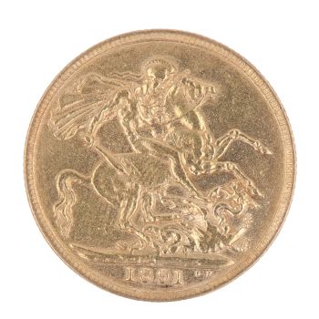 1891 Victoria Jubilee Head UK Full Sovereign Coin