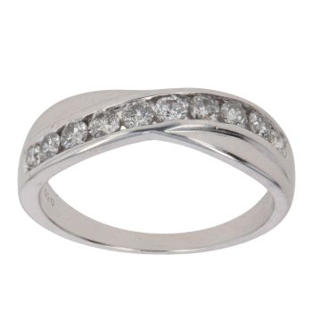 9ct White Gold 0.50ct Brilliant Cut Diamond Crossover Ring