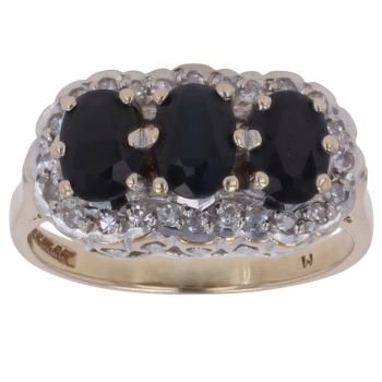 9ct Yellow Gold 0.10ct Diamond and Sapphire Cluster Ring