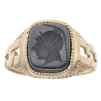 9ct Yellow Gold Hematite Centurion Signet Ring