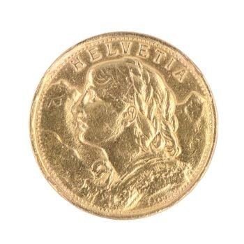 1935 Helvetia 20 Swiss Francs Coin