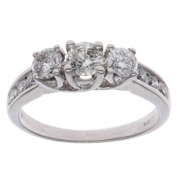 18ct White Gold 1.00ct Brilliant Cut Diamond Trilogy Ring