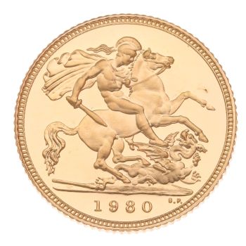 1980 Elizabeth II Decimal Portrait UK Half Sovereign Coin