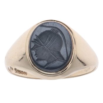 9ct Yellow Gold Hematite Centurion Signet Ring