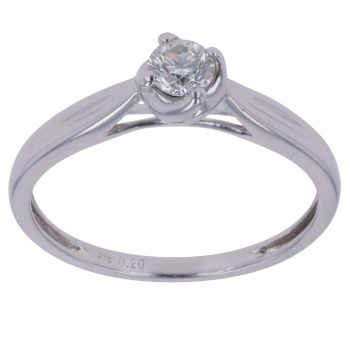 9ct White Gold 0.20ct Brilliant Cut Diamond Solitaire Ring