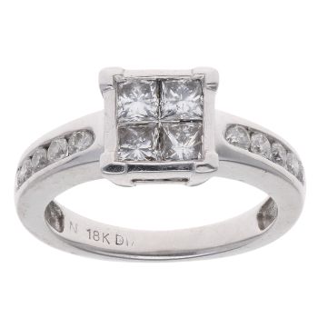 18ct White Gold 1.00ct Diamond Cluster Ring