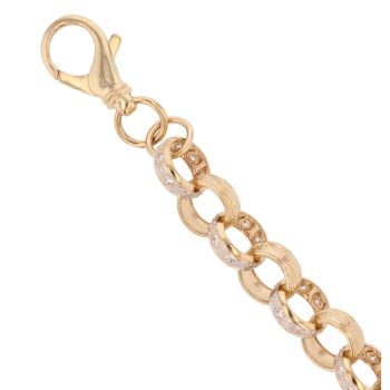 9ct Yellow Gold Cubic Zirconia Belcher Bracelet 8.5"