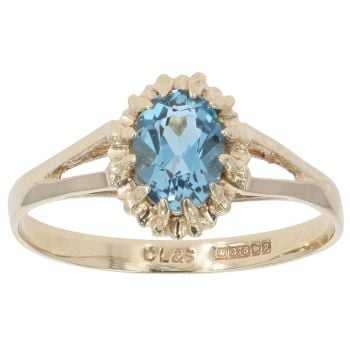 9ct Yellow Gold Blue Topaz Single Stone Ring