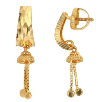 22ct Yellow Gold Textured Tassel Stud Earrings