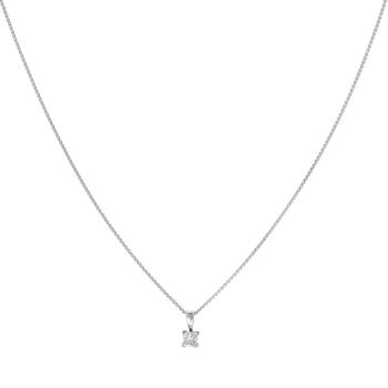 18ct White Gold 0.33ct Princess Cut Diamond Solitaire Pendant and Chain 16"