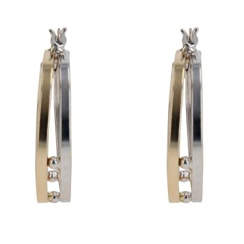 14ct Yellow and White Gold Double Hoop Earrings