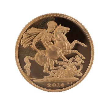 2014 Elizabeth II Fourth Portrait UK Full Sovereign Coin Boxed with Proof