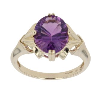 9ct Yellow Gold Amethyst Single Stone Ring