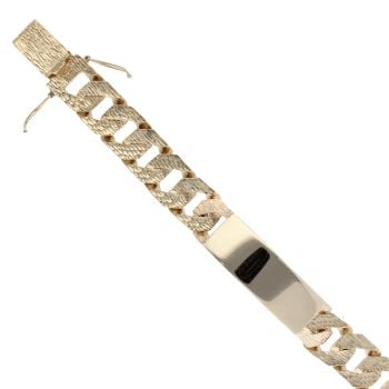 9ct Yellow Gold Curb Bark ID Bracelet 8.5"