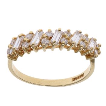 18ct Yellow Gold 0.75ct Baguette and Brilliant Cut Diamond Fancy Ring