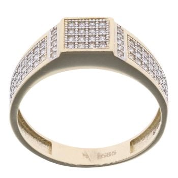 14ct Yellow Gold Cubic Zirconia Signet Ring