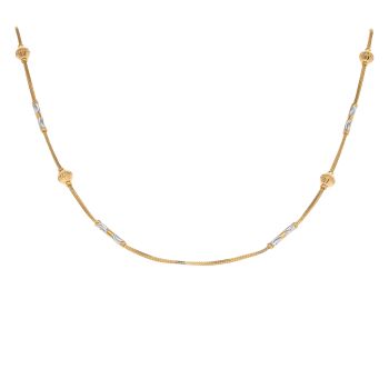 22ct Yellow And White Gold Bead Chain 18"