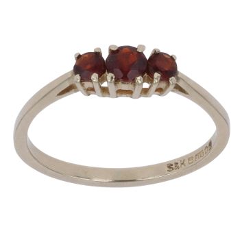 9ct Yellow Gold Garnet Three Stone Ring
