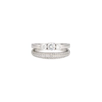 Sterling Silver Double Bridal Band Cubic Zirconia Ring