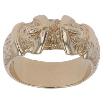 9ct Yellow Gold Patterned Buckle Ring