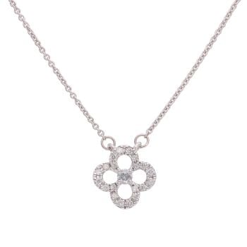 9ct White Gold 0.35ct Diamond Quatrefoil Pendant and Integral Chain 16" by Anya Belle