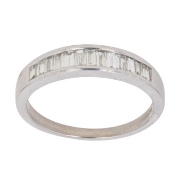 9ct White Gold 0.50ct Baguette Cut Diamond Half Eternity Ring
